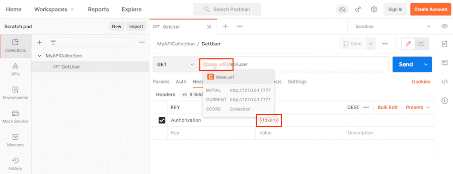 Edit request using variables view